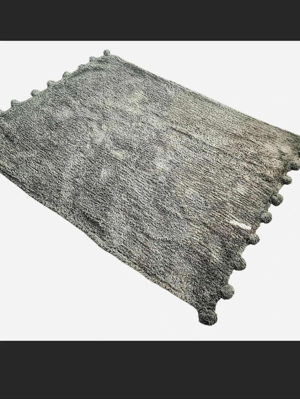 Pottery Barn Cozy Muted Green Pom Pom Sherpa Throw from Pottery Barn